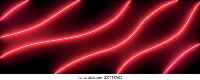 Abstract background with red neon wavy lines