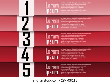 abstract background, red number line, info-graphics, number banner. Vector illustration