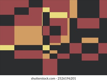 Abstrakter Hintergrund von roten, orangefarbenen, schwarzen und gelben Quadraten und Rechtecken