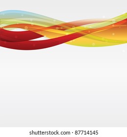 Abstract background with red and orange swirls on white with space for text, eps10