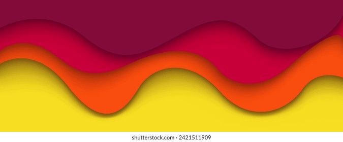 fondo abstracto con un estilo de papel de capas rojas, naranjas y amarillas. ilustración vectorial