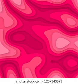 Abstract background with red paper cut waves. Vector design for business presentations, flyers and posters. 3d background.