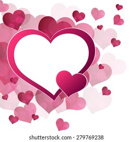 Abstract background red pink hearts frame vector