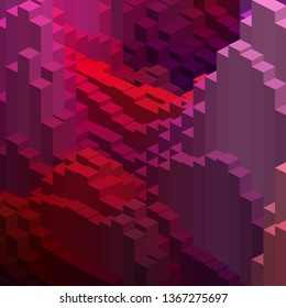 Abstract background with red, purple cube decoration. Vector illustration