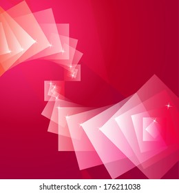 Abstract background of red quad, twisting in two spirals