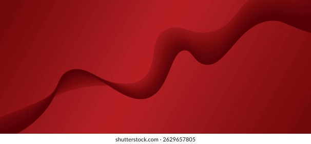 Abstract background with red ribbon in the form of waves. Vector illustration of background