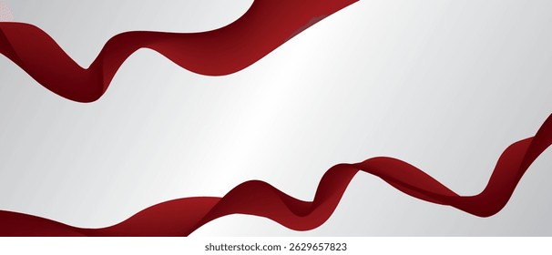 Fondo Abstractas con cinta roja en forma de ondas. Ilustración vectorial de antecedentes