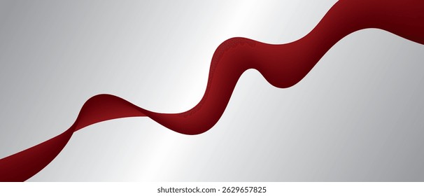 Abstract background with red ribbon in the form of waves. Vector illustration of background