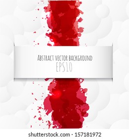 Abstract background. Red splashes on white background with place for your text. Vector illustration.
