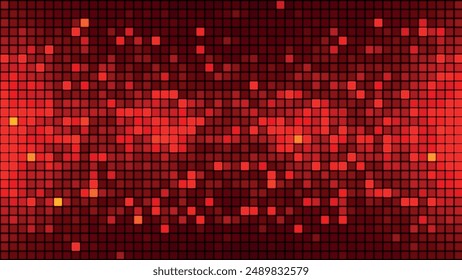 Fondo Abstractas de cuadrados rojos. Pequeños cuadrados de mosaico de computadora. Fondo de degradado gráfico abstracto simple. Ilustración vectorial.