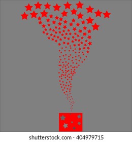 Abstract background with red stars on a grey