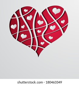 Abstract background with red strip heart - vector illustration