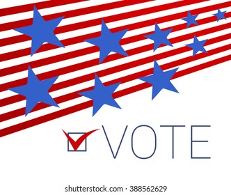 Abstract background with red stripes and flying blue stars