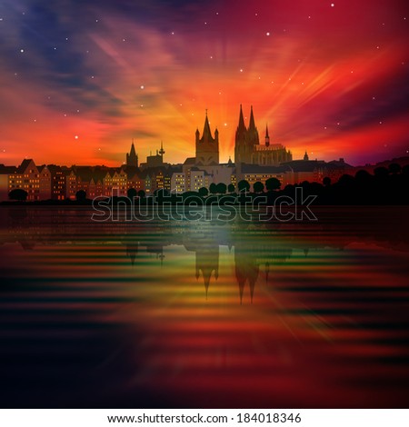 Similar – Image, Stock Photo Inn Sunset River Passau