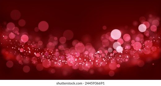 Abstract background in red tones with many shiny sparkles, some of which are in focus and others are blurred, creating a captivating bokeh effect.