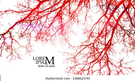 Abstract background with red tree branches. Vector illustration