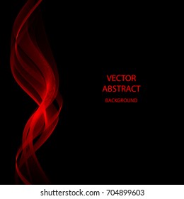Abstract background. Red waves, smoke on black