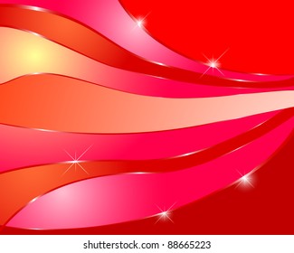 Abstract background with red waves. Vector.