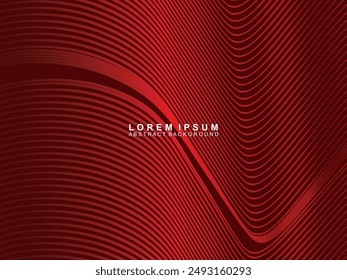 Abstract background of red wavy lines. Red background with shining gradient wave pattern. Modern design for banners, cards, web design, banners, certificates, etc.