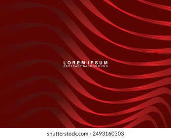 Abstract background of red wavy lines. Red background with shining gradient wave pattern. Modern design for banners, cards, web design, banners, certificates, etc.
