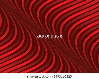 Abstract background of red wavy lines. Red background with shining gradient wave pattern. Modern design for banners, cards, web design, banners, certificates, etc.
