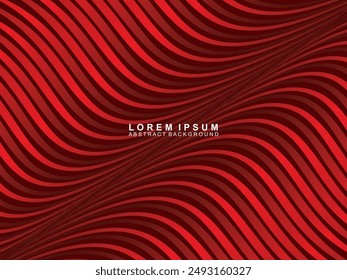 Abstract background of red wavy lines. Red background with shining gradient wave pattern. Modern design for banners, cards, web design, banners, certificates, etc.