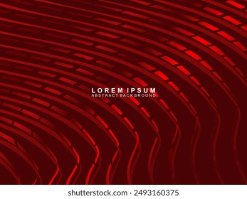 Abstract background of red wavy lines. Red background with shining gradient wave pattern. Modern design for banners, cards, web design, banners, certificates, etc.