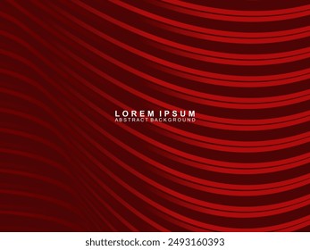 Abstract background of red wavy lines. Red background with shining gradient wave pattern. Modern design for banners, cards, web design, banners, certificates, etc.