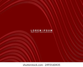 Abstract background of red wavy lines. Red background with shining gradient wave pattern. Modern design for banners, cards, web design, banners, certificates, etc.