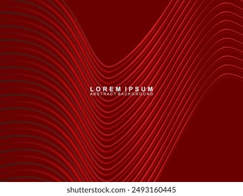 Abstract background of red wavy lines. Red background with shining gradient wave pattern. Modern design for banners, cards, web design, banners, certificates, etc.