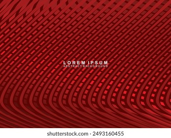Abstract background of red wavy lines. Red background with shining gradient wave pattern. Modern design for banners, cards, web design, banners, certificates, etc.