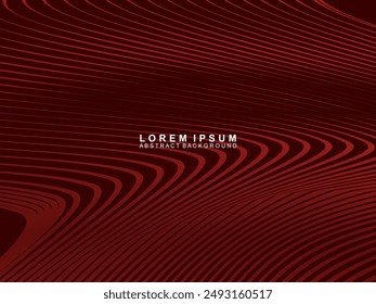 Abstract background of red wavy lines. Red background with shining gradient wave pattern. Modern design for banners, cards, web design, banners, certificates, etc.
