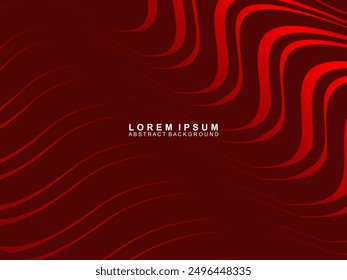 Abstract background of red wavy lines. Red background with shining gradient wave pattern. Modern design for banners, cards, web design, banners, certificates, etc.