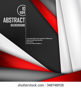 Abstract background of red, white and black origami paper. Vector illustration. EPS 10