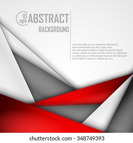 Abstract background of red, white and black origami paper. Vector illustration. EPS 10