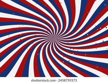 Abstract background with a red white and blue swirl starburst design 