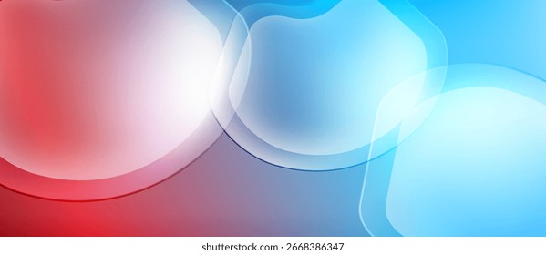 Resumo. As cores vermelho, branco e azul se misturam suavemente. As formas suaves se sobrepõem criando um efeito visual suave. Design moderno.