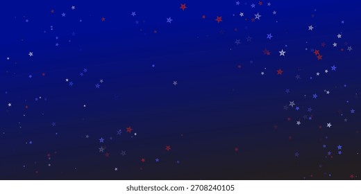 Fondo Abstractas con estrellas rojas, blancas y azules dispersas en un degradado azul oscuro. Ideal para fiestas patrióticas, celebraciones y eventos nacionales.