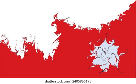 fondo abstracto de color rojo y blanco y flor blanca en el lado rojo