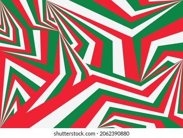 Fondo abstracto con patrón de líneas de gradiente irregulares rojas, blancas y verdes