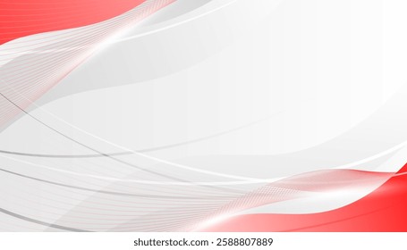 Abstract background with red and white wavy lines. Vector illustration.