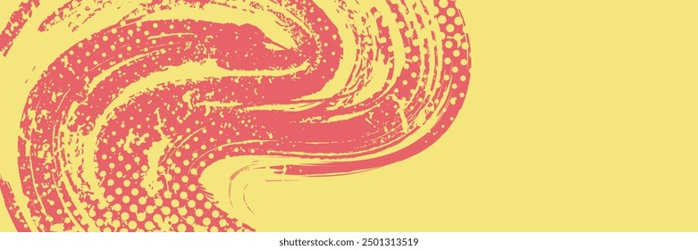 Abstrakter Hintergrund mit roter und gelber Pinseltextur und Halbtoneffekt. Grunge Sport Hintergrund, für Event Banner oder Poster Design