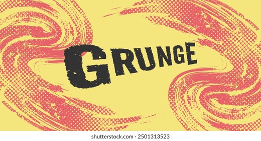 Abstract Background with Red and Yellow Brush Texture and Halftone Effect. Grunge Sport Background, for Event Banner or Poster Design