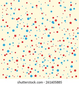Abstract background with red and yellow circles and stars. eps10