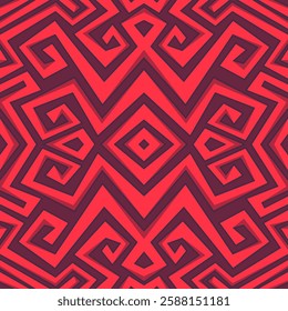 Abstract background with reflective geometric lines pattern. Seamless Aztec ornament