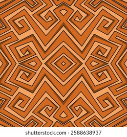 Abstract background with reflective geometric lines pattern. Seamless Aztec ornament
