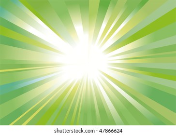 abstract background as a refulgency of rays in the green key