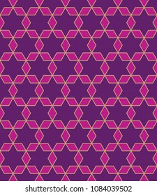Abstract background. Repeated hexagon tiles mosaic. Seamless surface pattern with classic geometric ornament. Digital paper, textile print, page fill. Vector art
