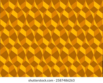Abstract background with repeating 3D pattern in orange and dark yellow colors.