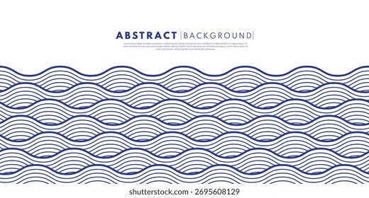Abstract background with a repeating blue wave line pattern. Japanese water. Vector illustration.